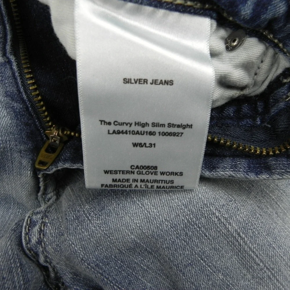 Silver Jeans‎ Womens 6/31 The Curvy High Slim Straight Stretch Flex Denim Blue